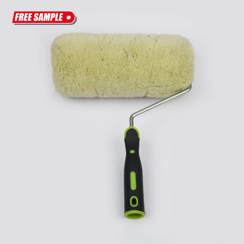 Hot Selling Durable Pro Grade Polyamide Green Painting Roller Brushes Zinc Frame covering Rubber and Plastic Handle