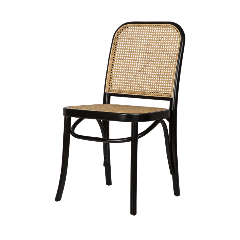 Provincial Style Rattan Solid Wood Frame Dining Chair Black Rattan Chair