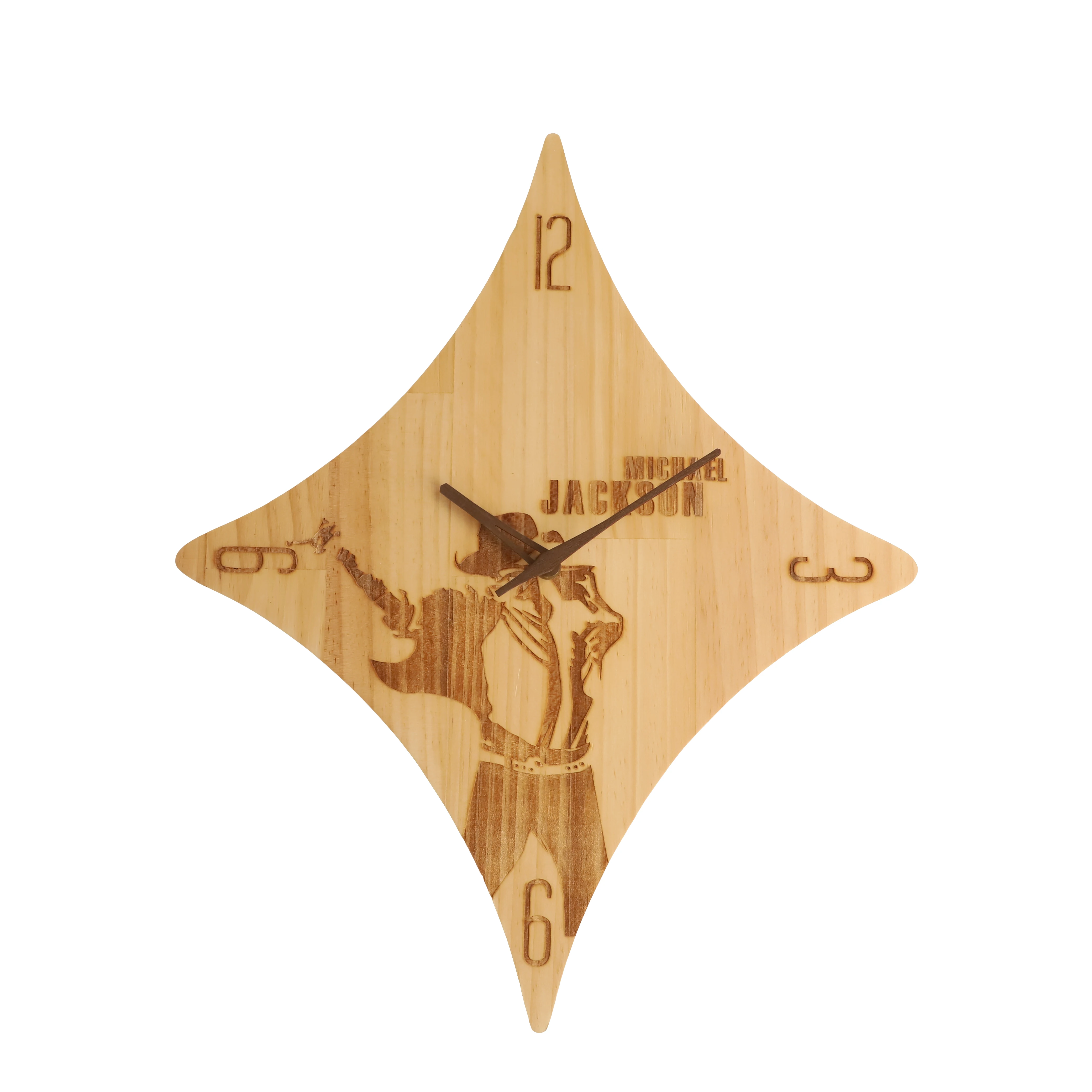 Laser engraving wooden wall clock for decoration
