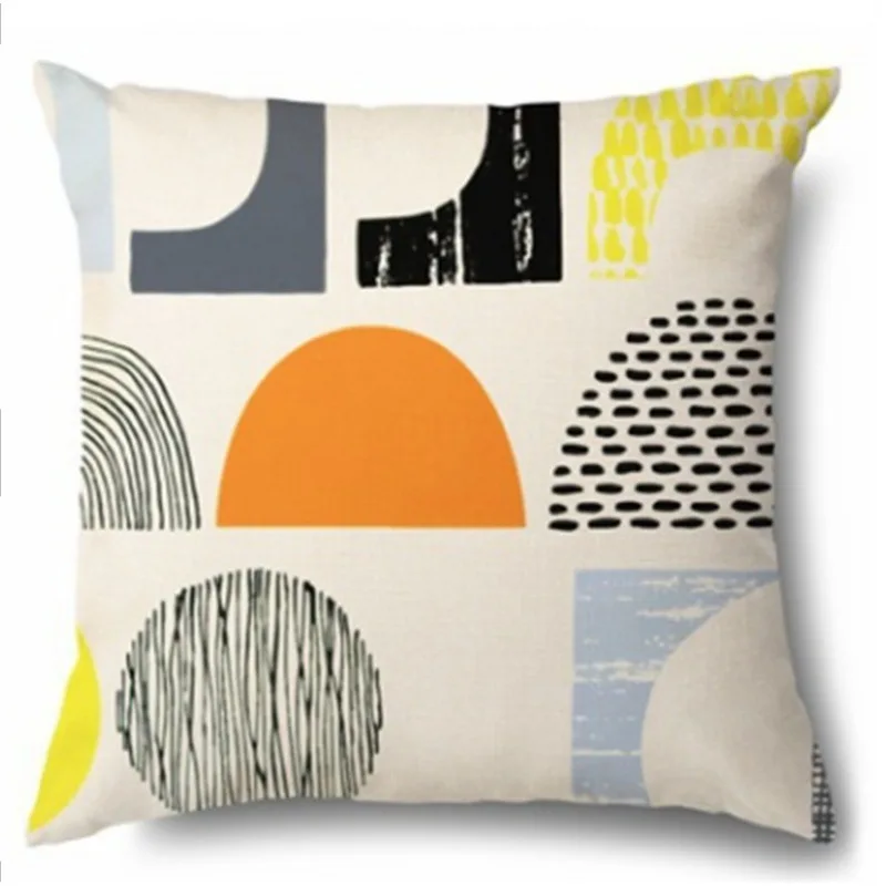 Low price pillow case for a undertakes to flax irregular geometric abstraction pillows set of design and color graphics covers