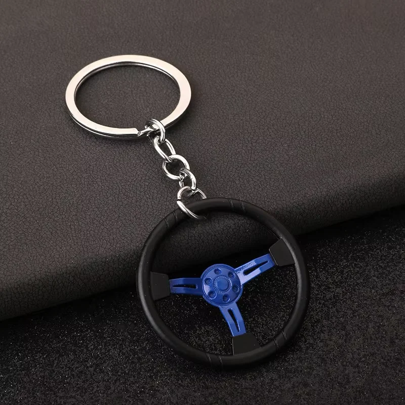 Trending Creative Black Steering Wheel Keychain Woman Man Fashion Schoolbag Car Key Pendant Couple New Trinket Gift Keyring