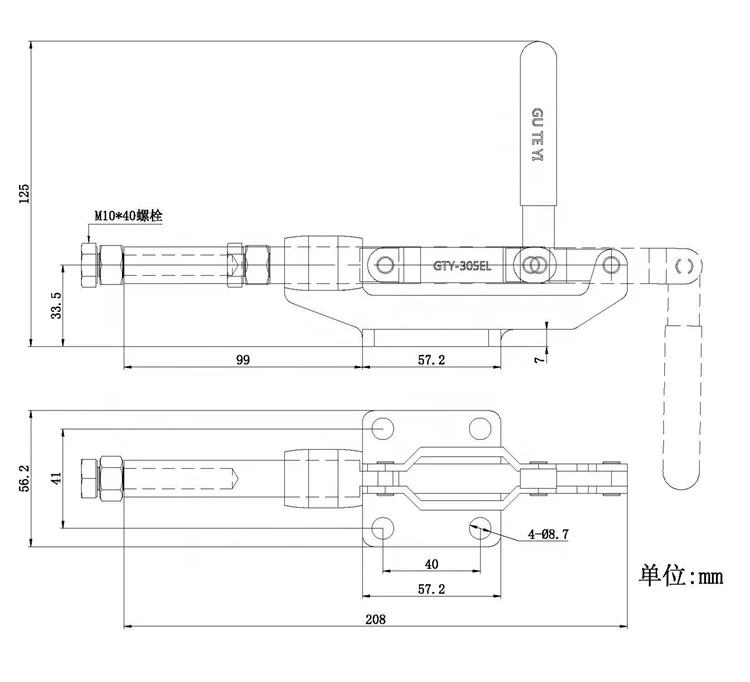 305EL Hand Tool Push Pull Action Toggle Clamp Flat Base Quick Release Fix Manual Tool With 60mm Plunger Stroke