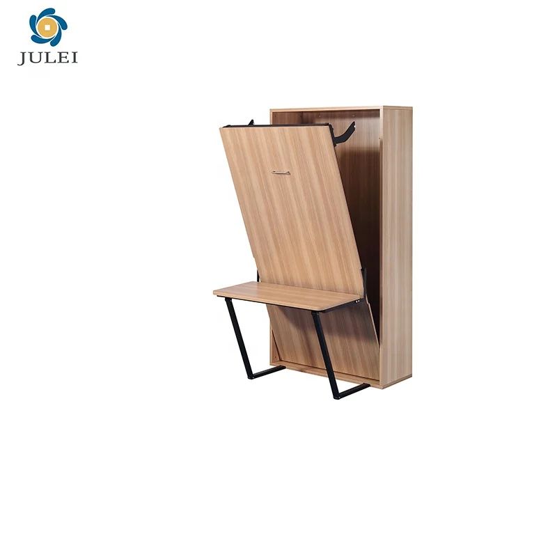 Simple Modern Style Vertical Folding Cama Queen King Size Power Coated Matel Murphy Wall Bed With Desk