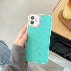 New simple metal ring for iphone 12 pro max oblique grid phone accessories 11 all-inclusive xr soft side mobile phone case