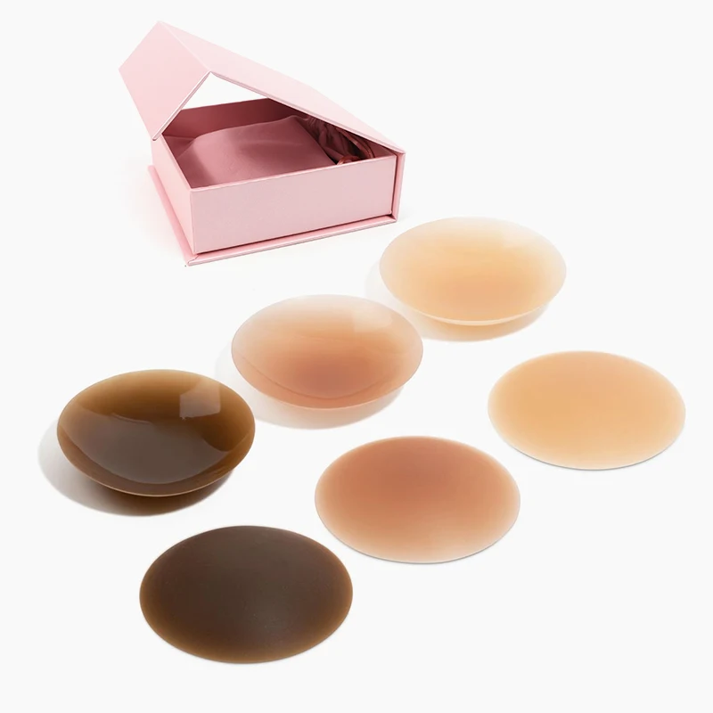 Wholesales Self-Owned Mold Adhesive Reusable Women Thin Silicone Seamless Nipple Cover Pasties Invisible Push UP Strapless Bra