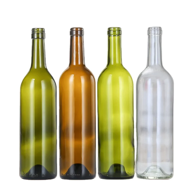 Bordeaux 750Ml Wine Bottle Antique Green clear Round Glass Bottle For Red Wine