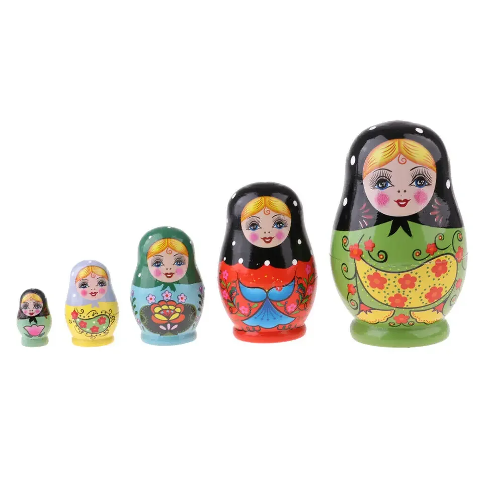 Russian Nesting Dolls Matryoshka Wood Stacking Nested Handmade Girl Toys for Children Kids Christmas