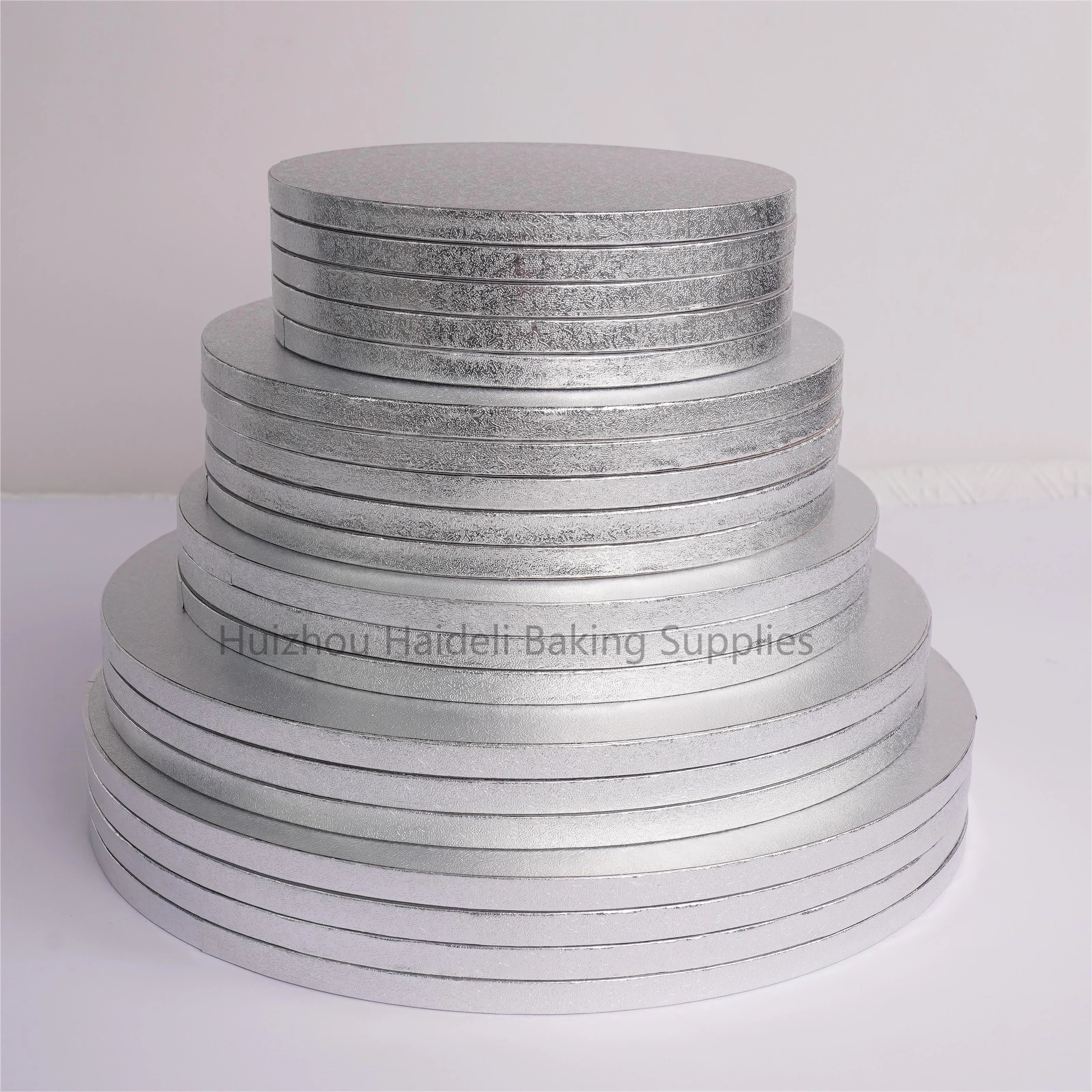 Wholesale Print Christmas Disposable 10 inch 12 inch 14 inch Silvery White Gold Round Square Cake Board Custom
