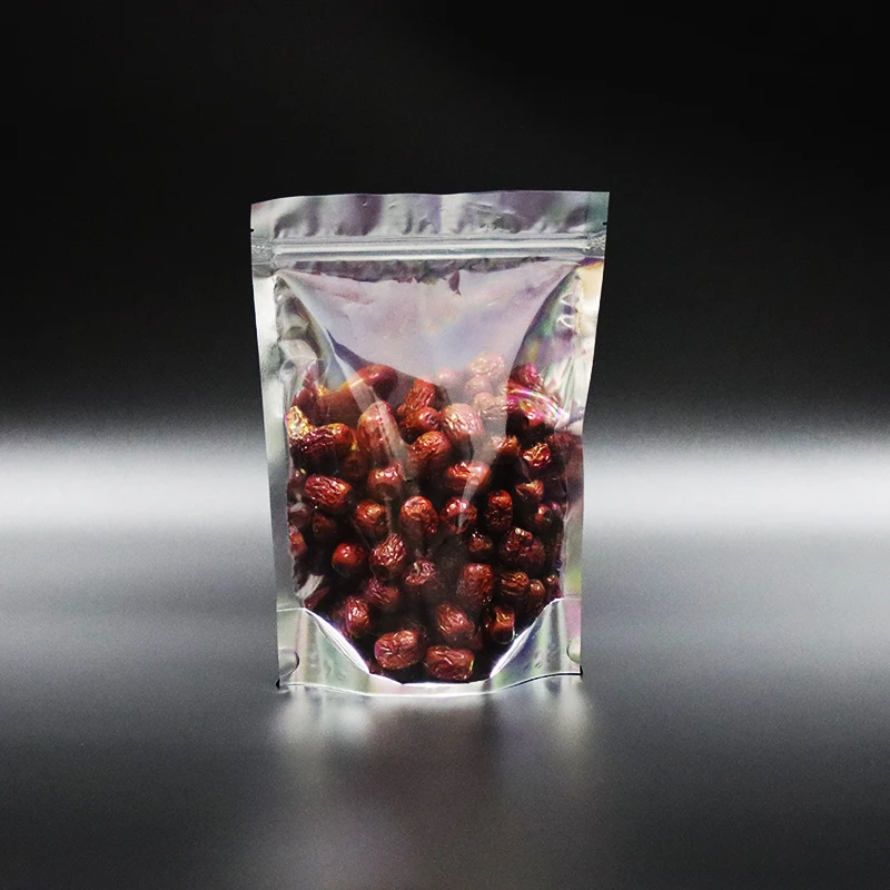 Discount Clear Stand Up Pouch With Zipper Fully Transparent Stand-up Bag for food storage snack coffee bean