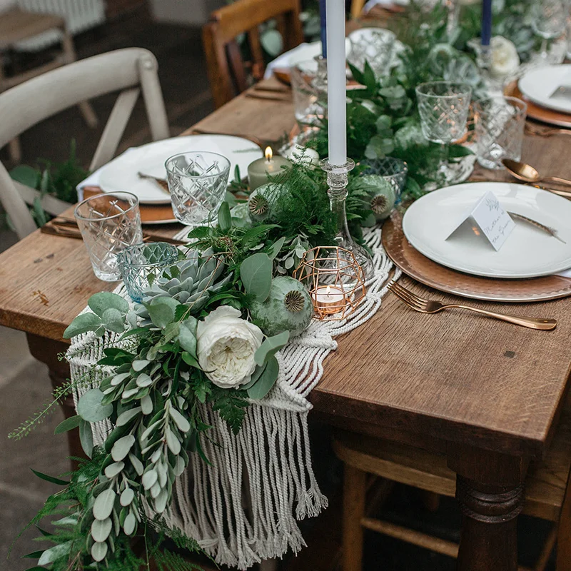 Lufu Hollow Out Wedding Decoration Morocco Handwoven Macrame Table Runner  Natural Cotton Lace Table Runners table runner set