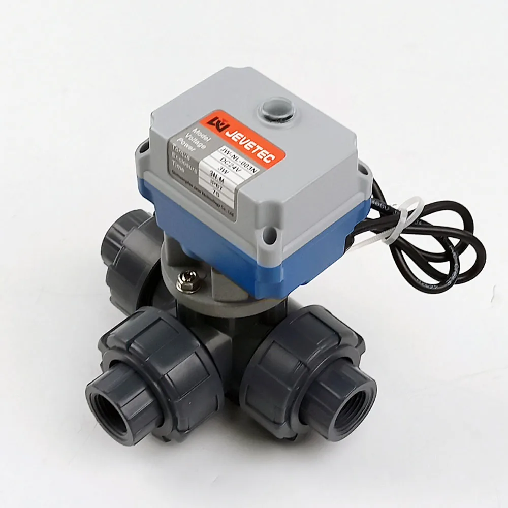 UPVC  Electric Actuator 3 way motorized ball water valve ANSI/DIN/NPT/BSPT