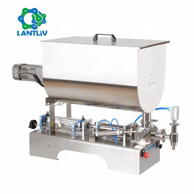 Desktop U Type Hopper Garlic Sauce Mixing Filling Machine 100-500ml Horizontal Piston Mushroom Sauce Stirring Filler for Sales