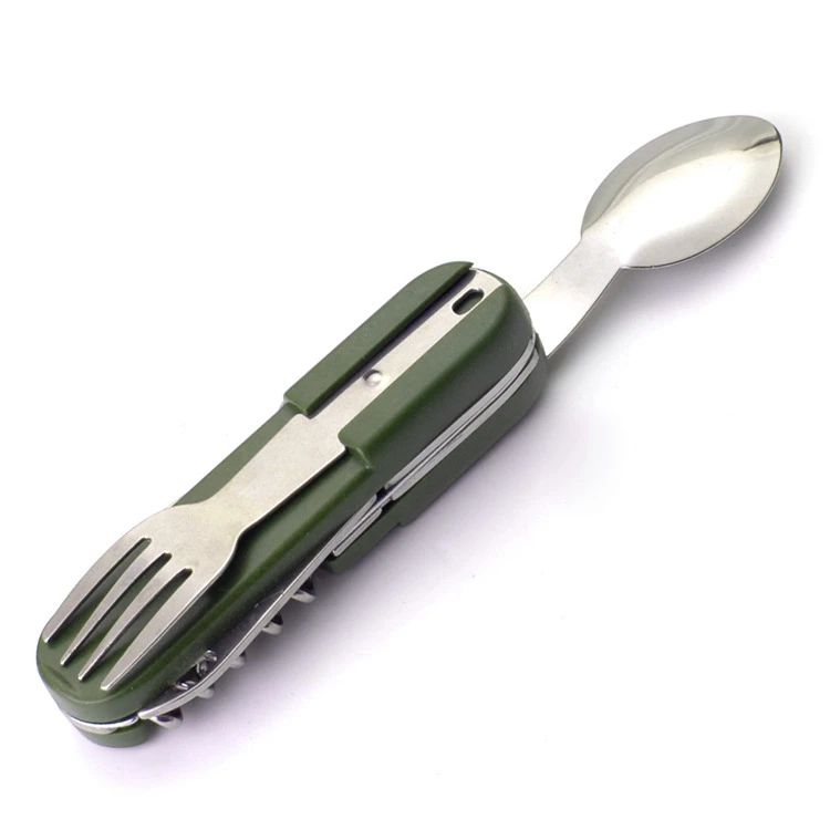 
9In1 Folding Equipment Manufacture Disposable Tableware With Led Light Outdoor Camping Fork/Spoon/Knife Stainless Steel Cutlery 