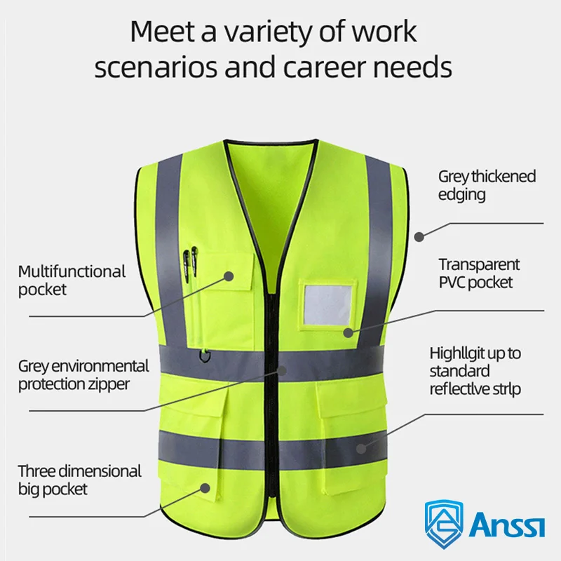 Security Jacket Construction High Visibility Work Reflective Clothing Signal Safety Equipment Reflective Vest