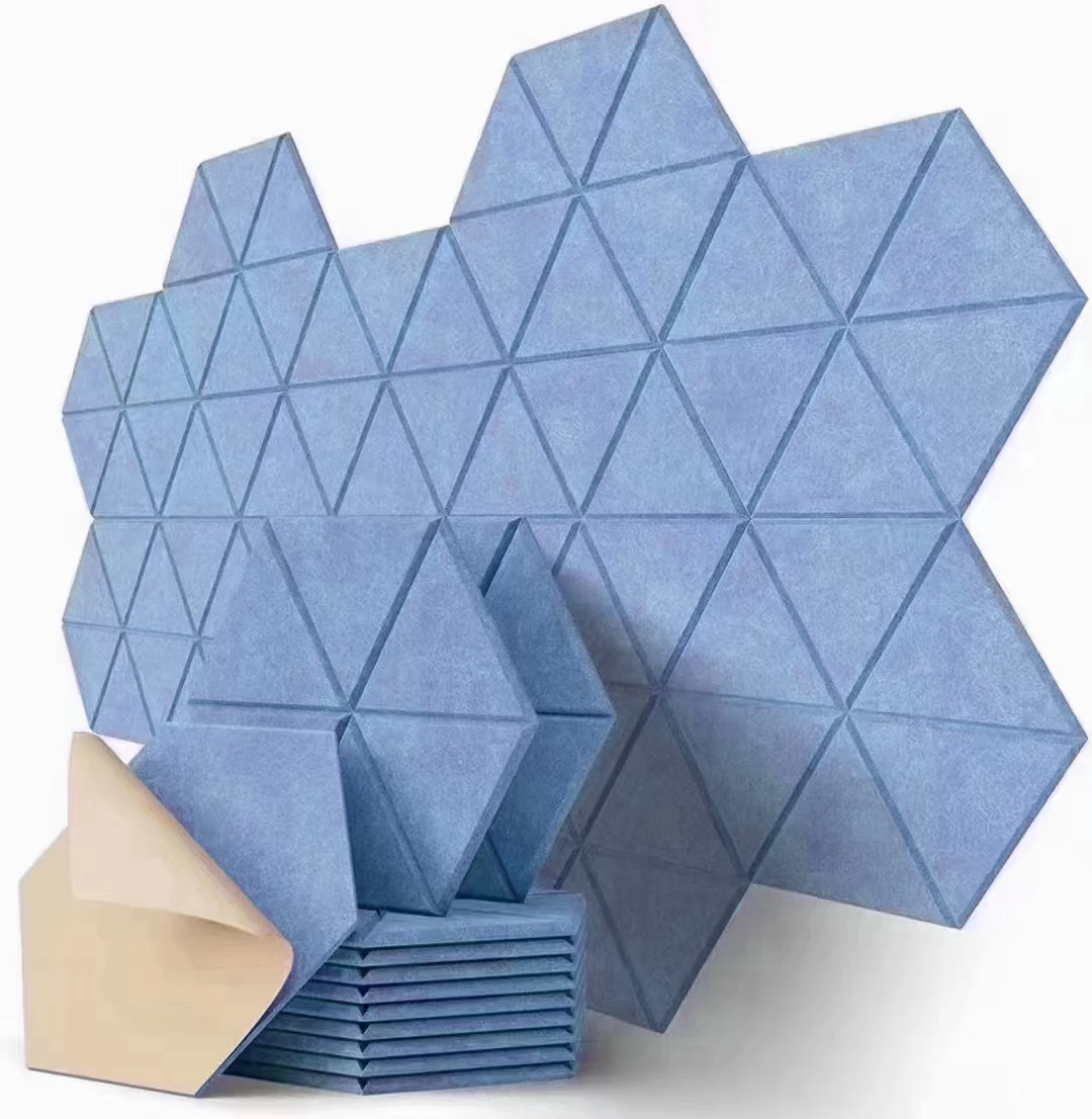 The Wall Of The Piano Room Is Hexagonal Acoustic Foam Decorated With V-slot Polyester Slotted Soundproofing Board