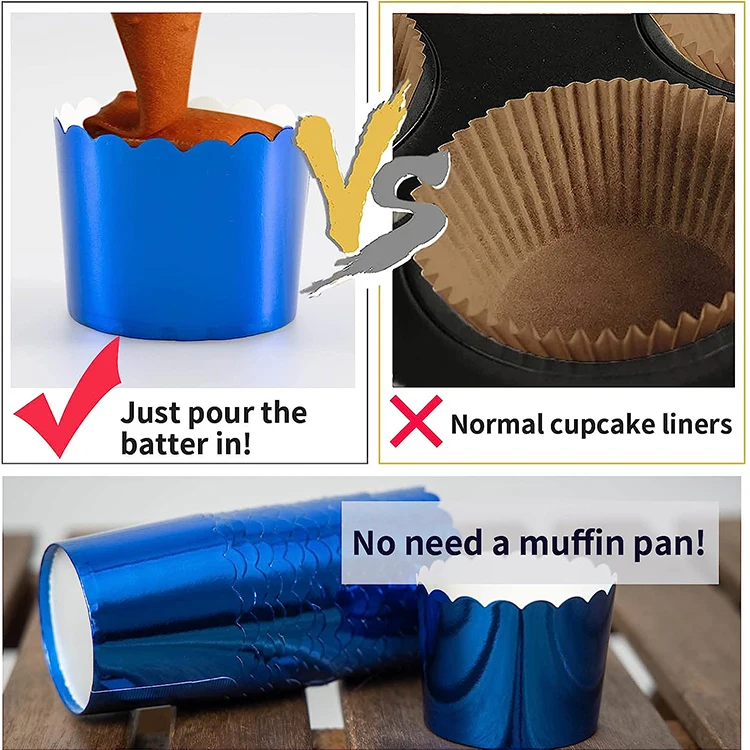 Customized Size Bakery Tools Baking Pan Foil Cake Cup Muffins Disposable Round Muffin Cup Baking Cake Mould