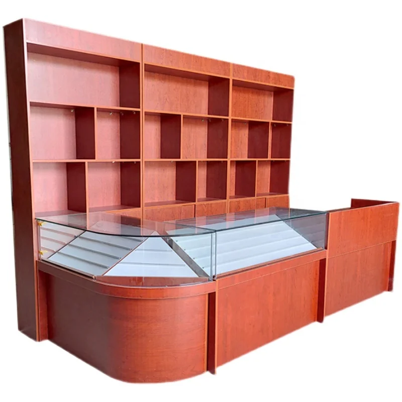 Wooden Cashier Checkout Counter sales counter designs super market counter smart magnet casse