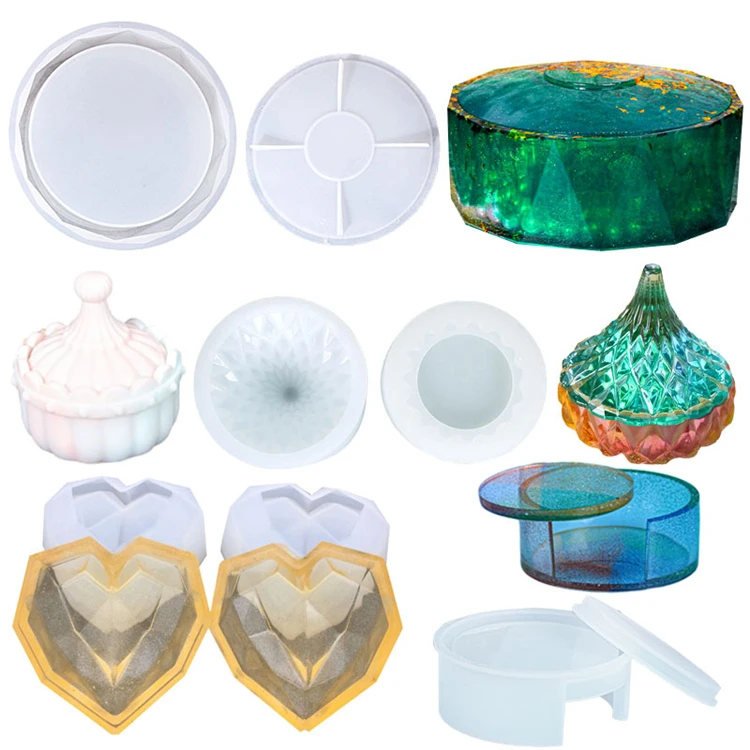 HomesunMultiple Styles Large Jewelry Storage Box Silicone Resin Molds for Epoxy Resin, Candle, Soap, Cup Mat, Home Decoration