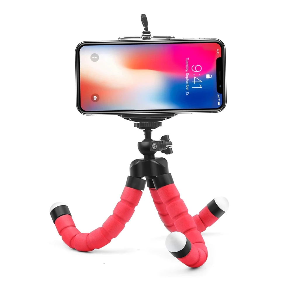 The New With Wireless Remote Sponge Camera Phone Holder Mini Flexible Tripod Selfie Stick