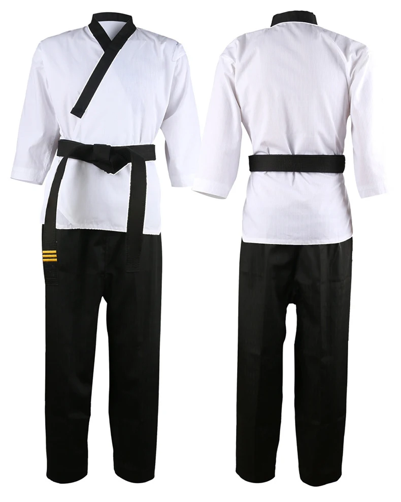Dobok Taekwondo Uniform Black Pants Tkd Poomsae Black Belt Taekwondo Uniformes Wtf