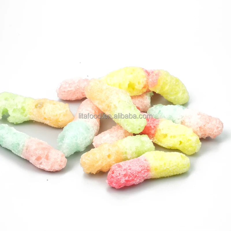 New Arrival Freeze Dried 50g sour worm shape Candy