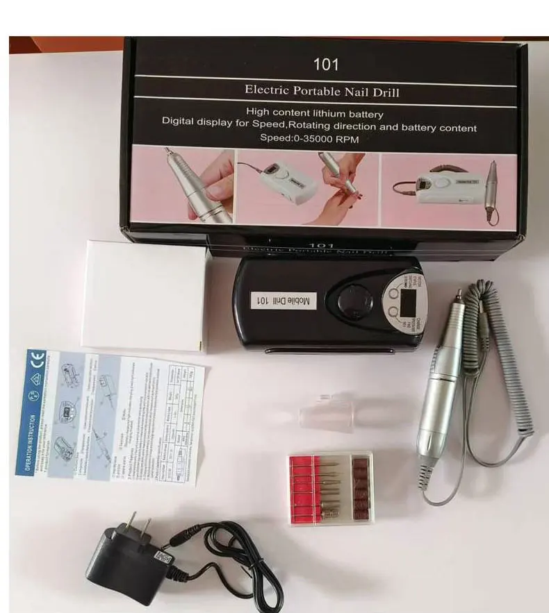 Professional Portable Rechargeable 30000rpm Nail Polisher Cordless Electric Acrylic Nail Drill with 35000rpm Speed
