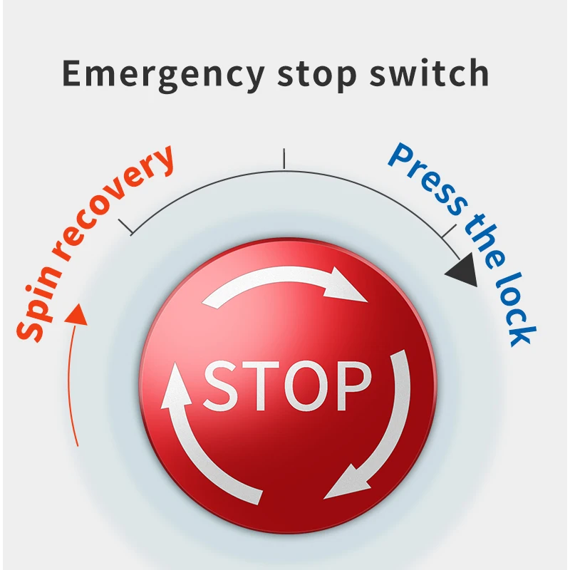 Metal Pin terminal Self-locking 19MM IP65 red head exit switch 1NO1NC emergency stop button