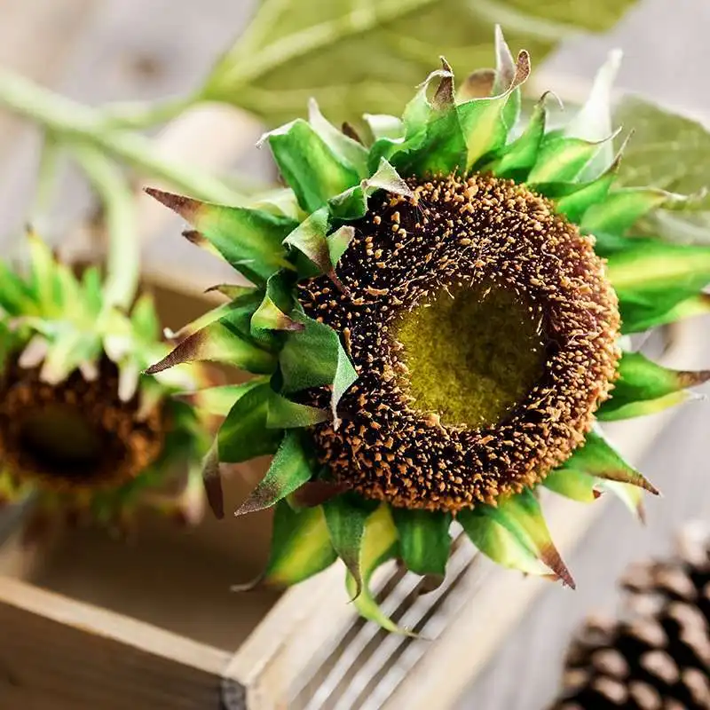 Nordic two heads sunflower artificial sunflower artificial flower decoration living room wedding home decoration flower
