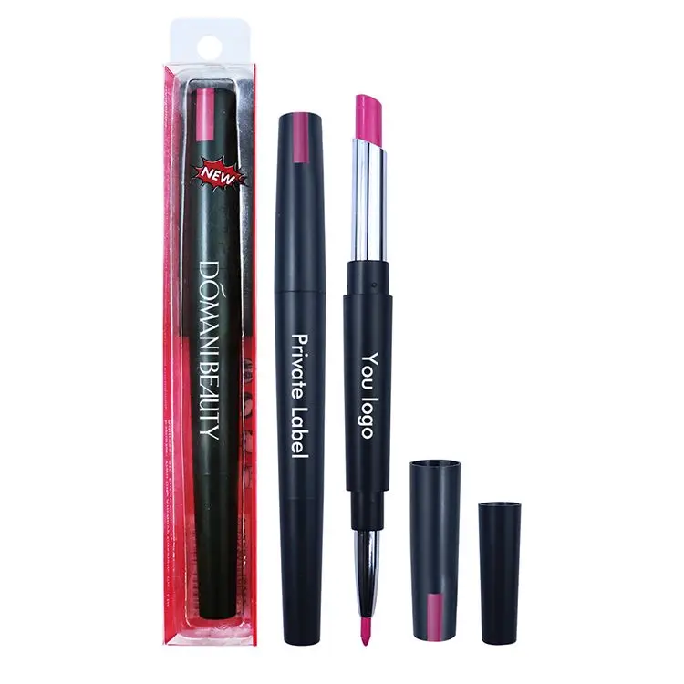 
LOW MOQ 12 Colors 2 In 1 Lipliner Makeup Vendor High Pigment Long Lasting Private Label Lipstick With Lipliner Matte Lipstick 