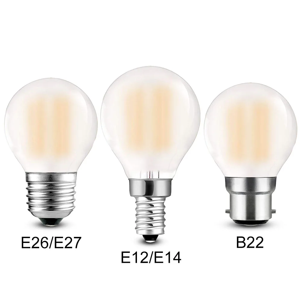 
6W 650LM G45 Frosted LED Filament Bulb E12 E14 E26 E27 B22 Decorative Globe LED Bulbs 2700K 3000K 4000K 5000K 