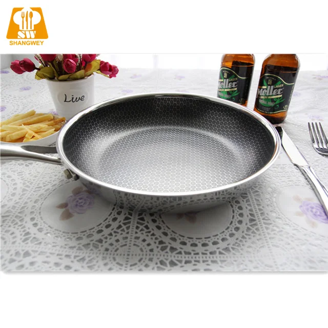As Seen on TV Best Popular 24cm 3ply Stainless Steel Non Stick Cookware Frying Pan with Lid