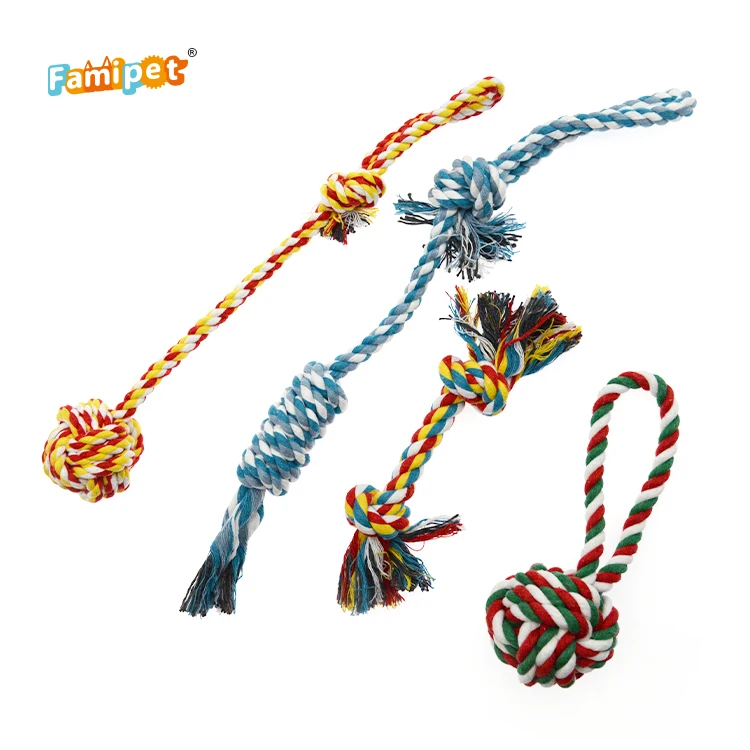 different size though crew cotton knot rope toy for puppy and large dogs