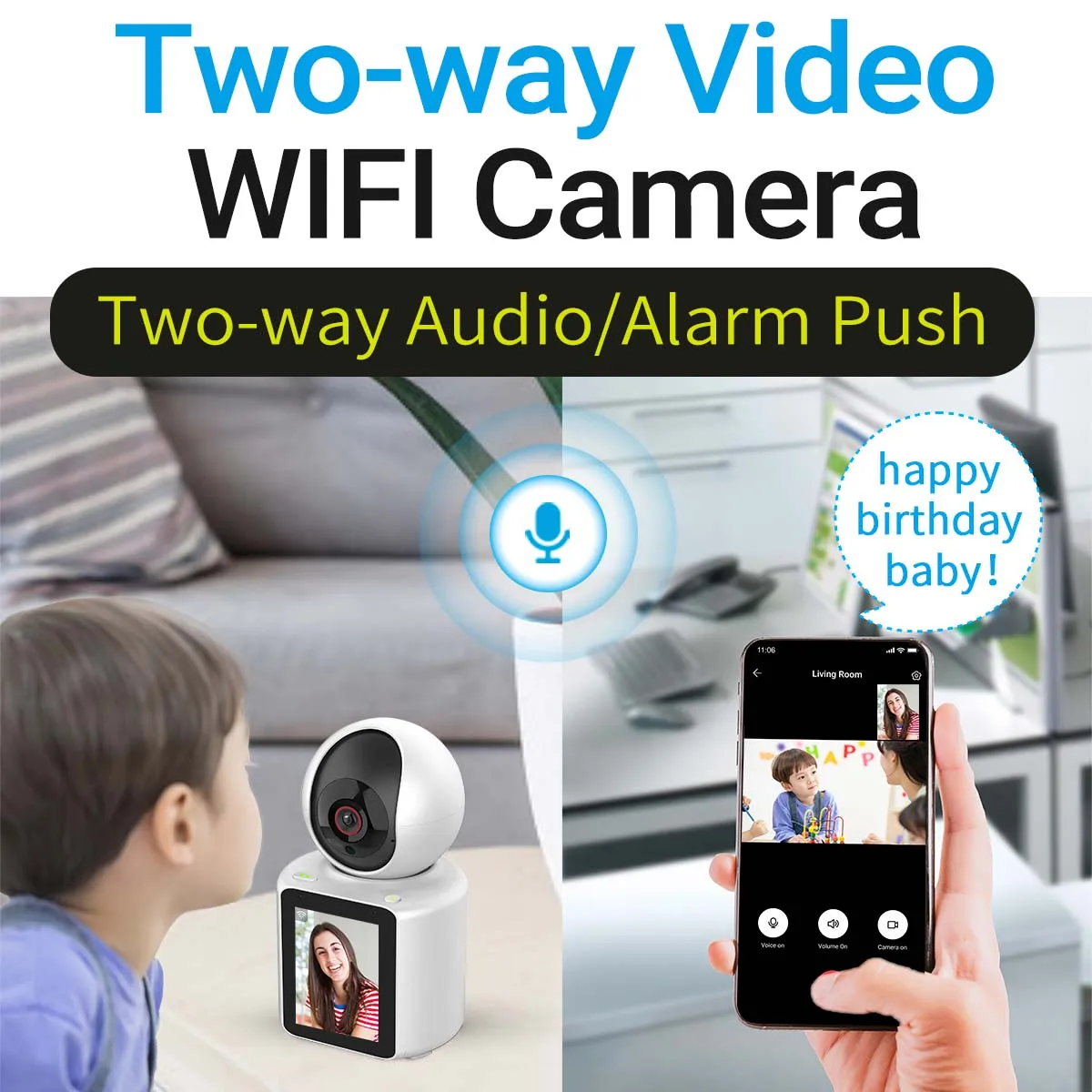 Wistino 1080P 2.8 inch Home WiFi Camera 360 Degree Human Detection Two Way Voice Pet Camera