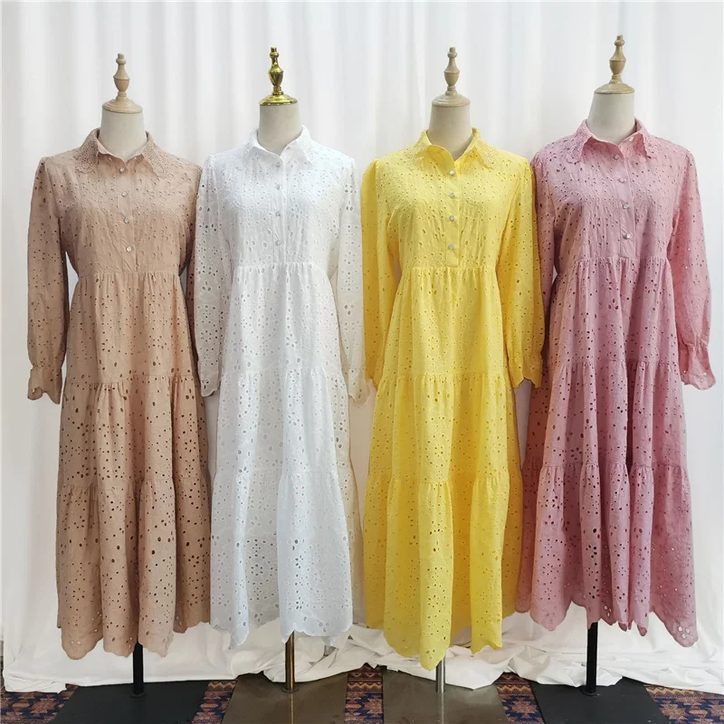 Muslim Southeast Asia Indonesia Clothing Embroidery Cut-Out Lace African Dress For Women