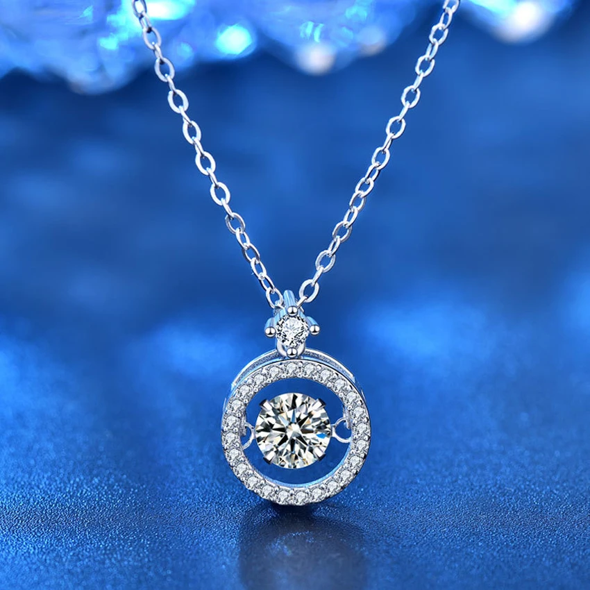 wholesale classic style 925 sterling silver moissanite round necklace 0.5ct graduated moissanite necklace gra