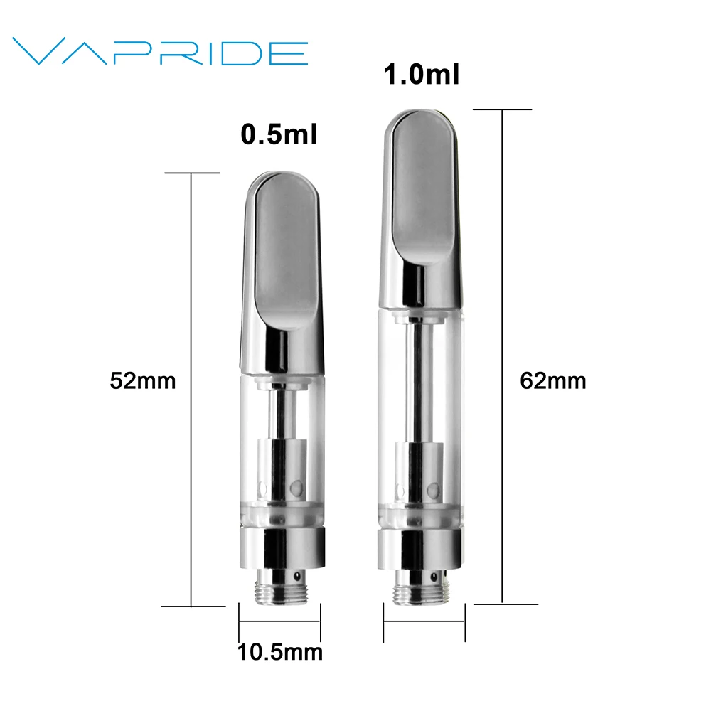 New trend vaper carts vapride 0.5ml 1ml ceramic coil vaporizer glass tank 510 cartridge