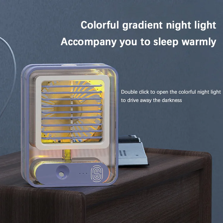 Summer Home Appliance Humidifier Spray Fan Portable Air Humidifier USB Rechargeable Desktop Fan With Night Light