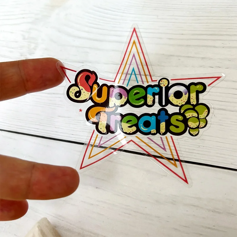 High Quality Custom Die Cut Label Logo Printed Transparent Sticker Custom Die Cut Waterproof UV Protective Clear Vinyl Stickers