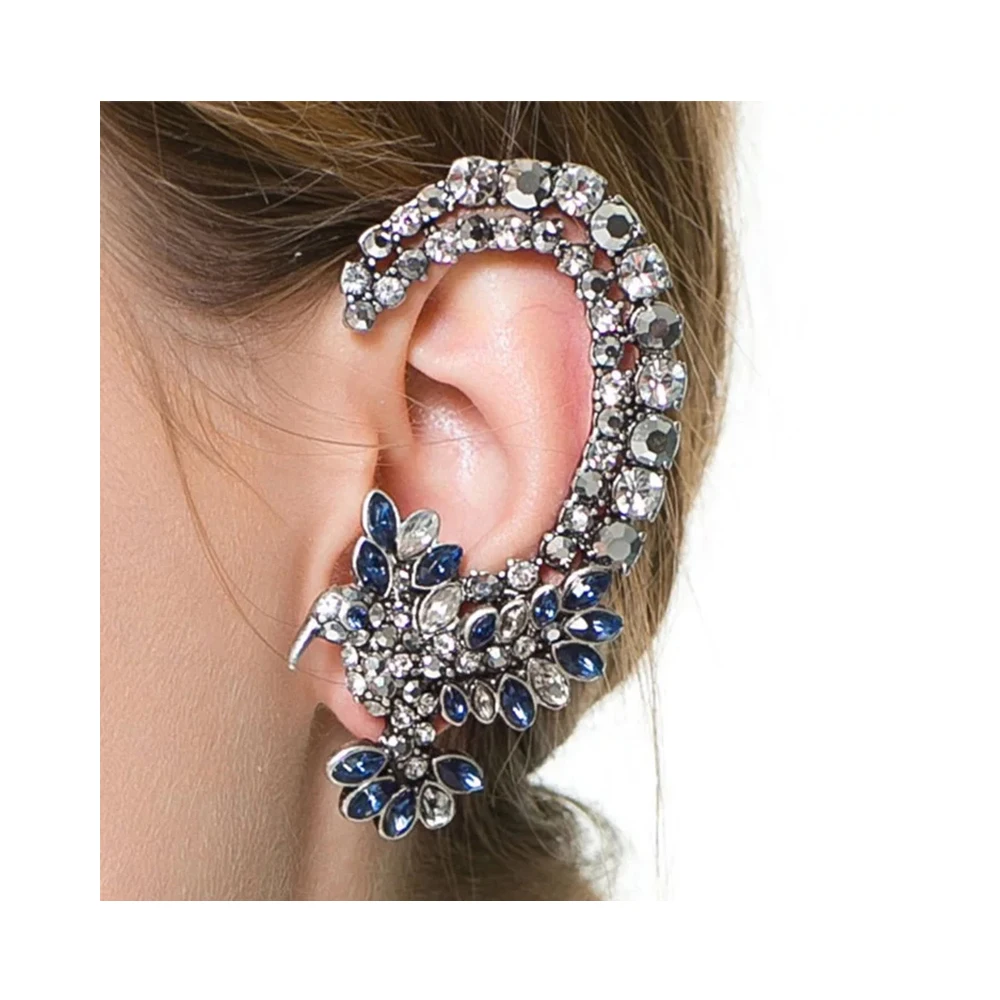 Single Piece Women Gold Plated Earring Crystal Angel Wings Butterfly Eagle Wings Bird Crescent Moon Pearl Lizard Earrings
