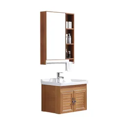 Space aluminum bathroom cabinet combination wash basin vanity mirror cabinet modern and simple