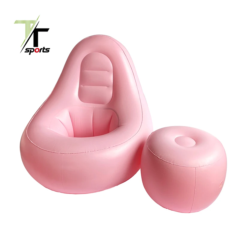 TTSPORTS Folding Lounger Sofa Flocking Lazy Couch Inflatable BBL Lounge Chair with Ottoman for Surgery