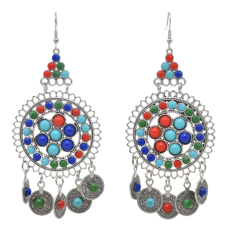 2024 Tibet Nepal Bohemia Minority ethnic group metal Drop Earrings Jewelry For Women