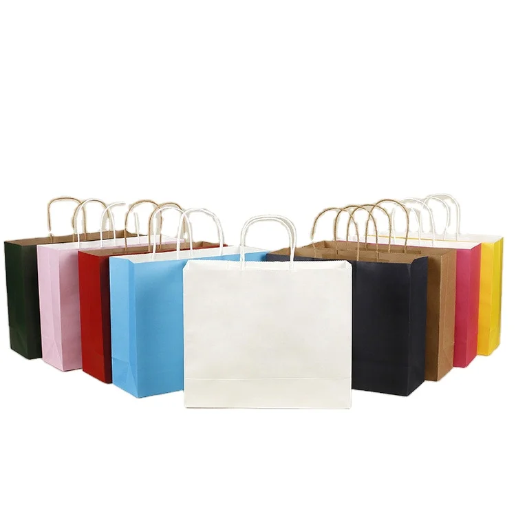 Cheap New Recyclable kraft paper bag with twisted handle reusable shopping paper bags logo printed
