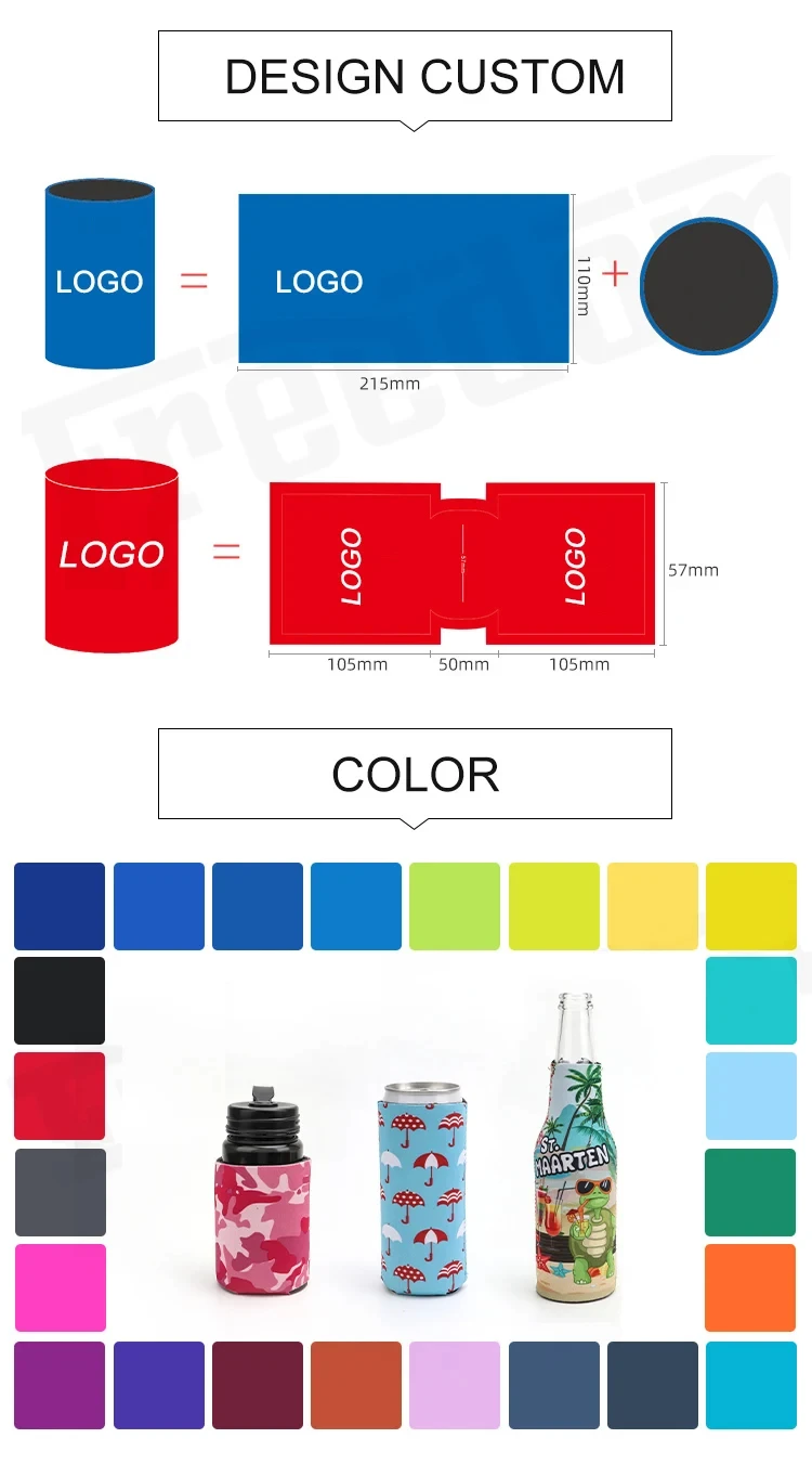 Custom Stubby Holder Sublimation Blank Neoprene Slim Can 12oz Cooler Glitter Sleeve