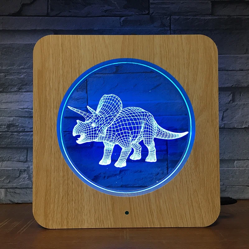 
KS 3D-12 triceratops dinosaur 3D photo frame illusion lamp-touch switch 7 color light Christmas day gift children gift 