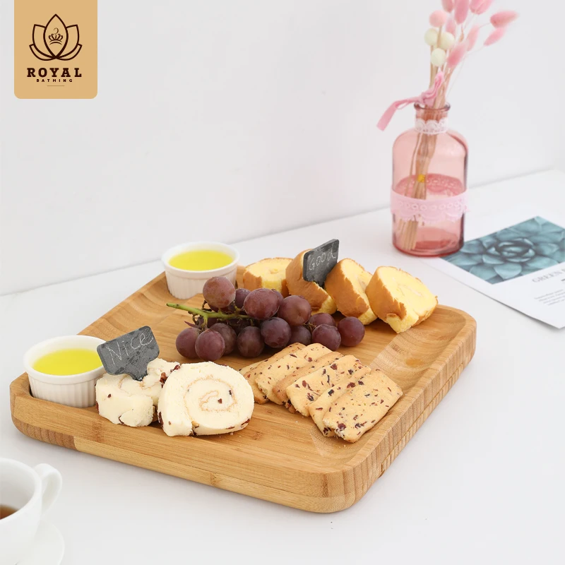 Cheese Board and Cutlery Set with  includes 2 slate labels and  chalk Bamboo Charcuterie Platter and Serving Tray for Wine
