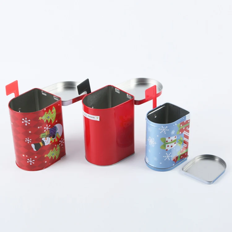 Mail shaped hot sale tin box with red flag sugar candy tin can