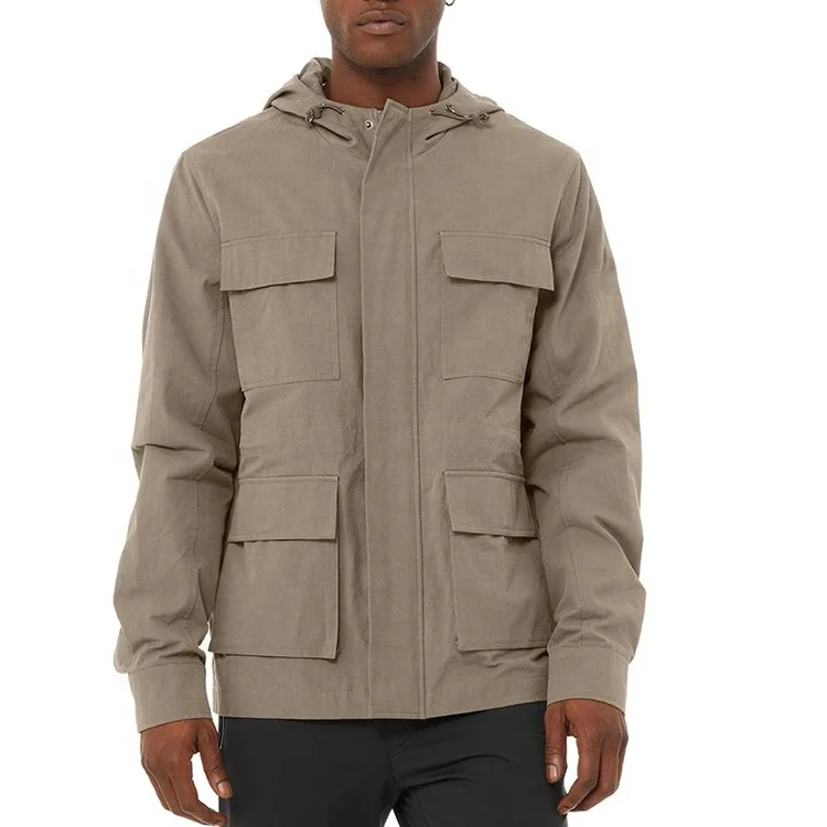 Custom twill fabric work jacket wholesale OEM mens many pockets regular fit utility cargo jackets