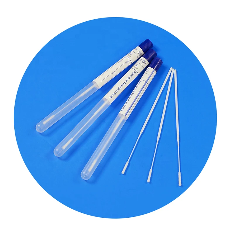 China Manufacture Nasopharyngeal Sterile Nylon Flocked Throat Nasal Swab Sample Collection Flocked Swabs
