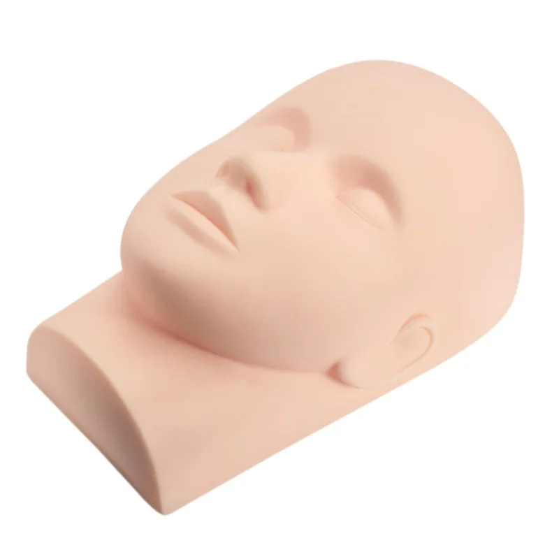 Silicone Lying Fake Head Model Base Mannequin Practice Tool Massage Eyelash Extension Training Face Tattoo Pmu